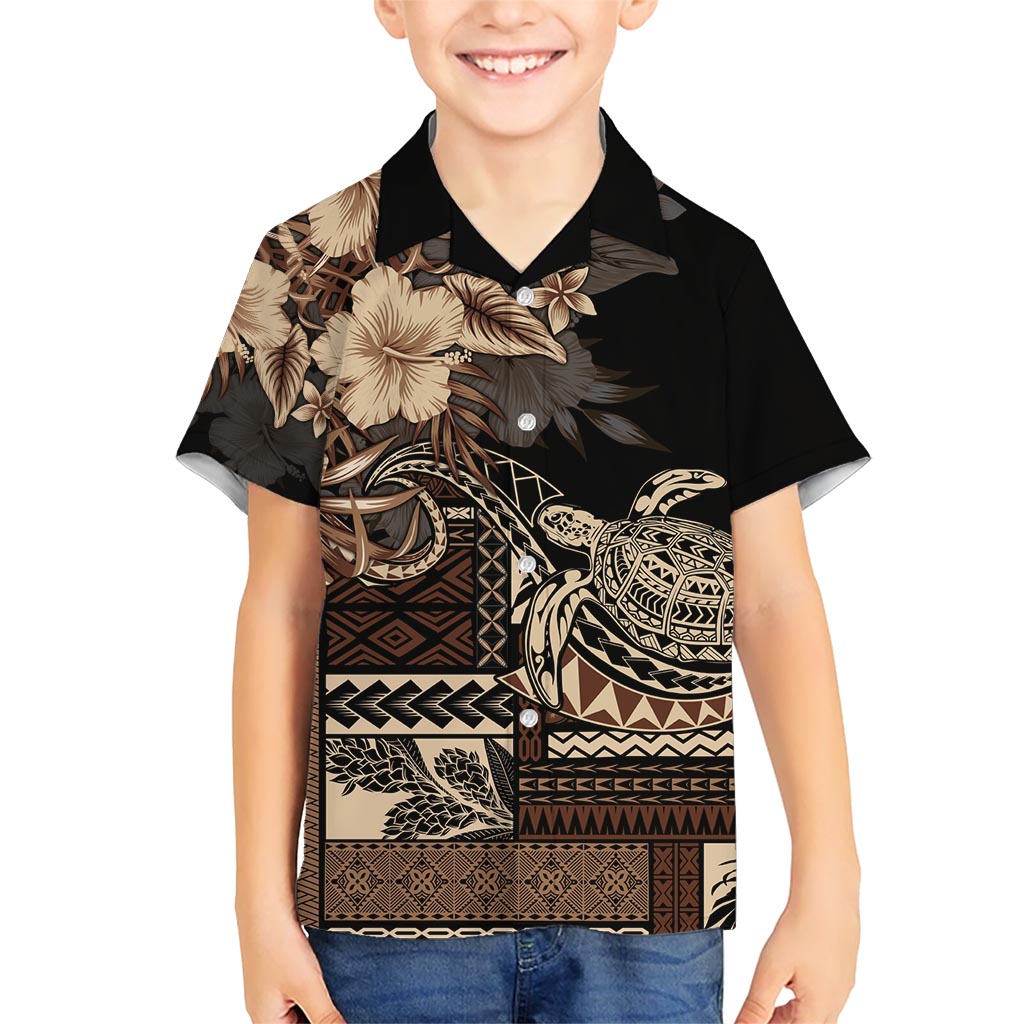 Vaiaso o le Gagana Samoa Family Matching Short Sleeve Bodycon Dress and Hawaiian Shirt Siapo Motif Black