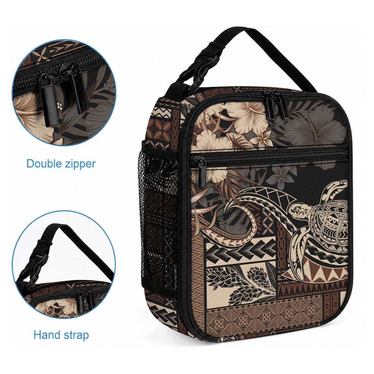Vaiaso o le Gagana Samoa Lunch Bag Siapo Motif Black