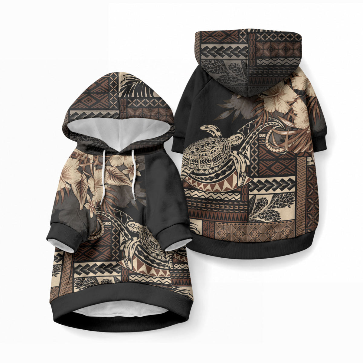 Vaiaso o le Gagana Samoa Pet Hoodie Siapo Motif Black