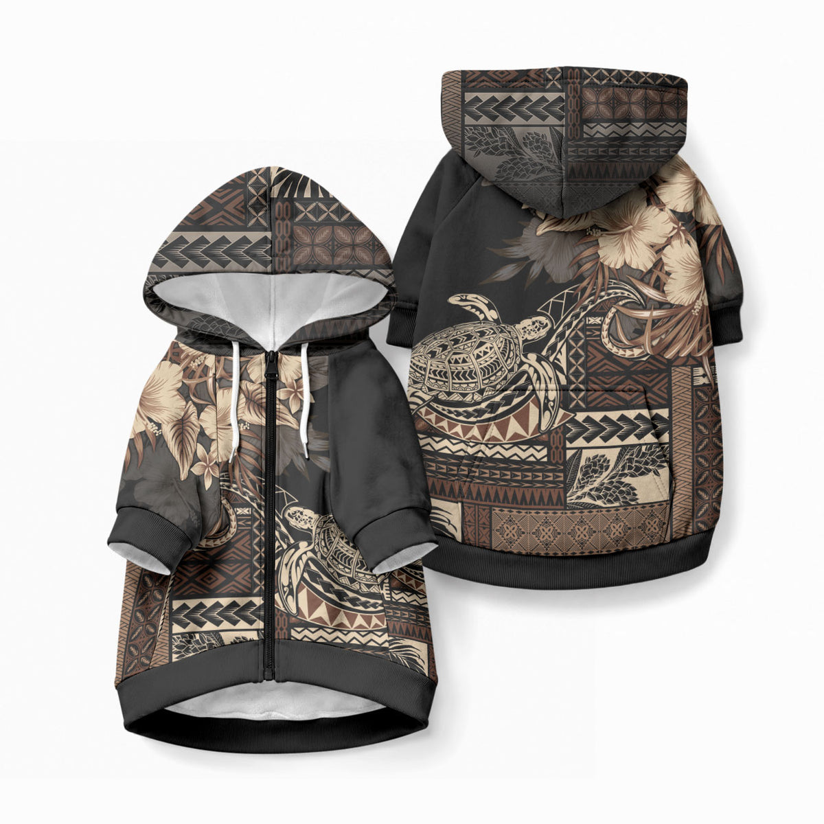 Vaiaso o le Gagana Samoa Pet Hoodie Siapo Motif Black
