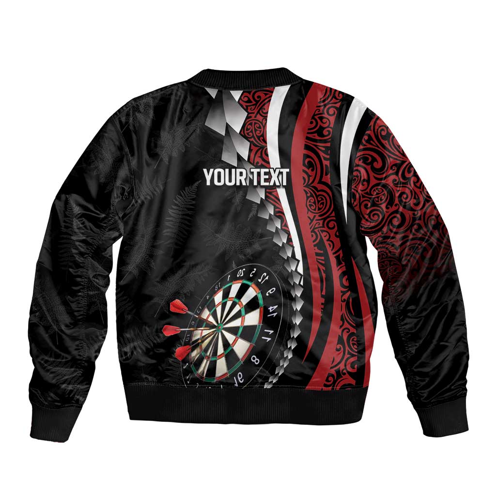 Personalized New Zealand Darts Bomber Jacket Kowhaiwhai Whero Koiri - Manaia