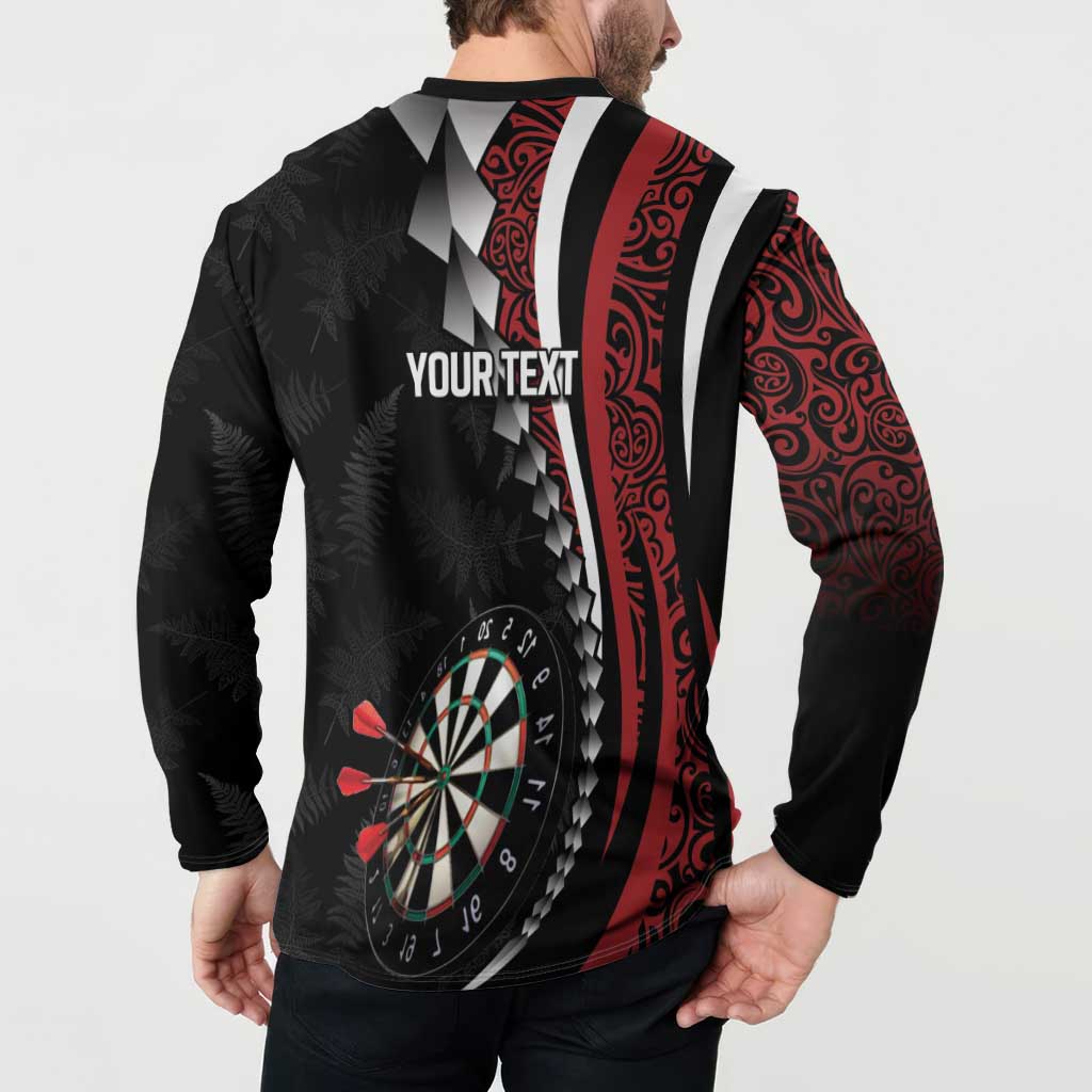 Personalized New Zealand Darts Button Sweatshirt Kowhaiwhai Whero Koiri - Manaia