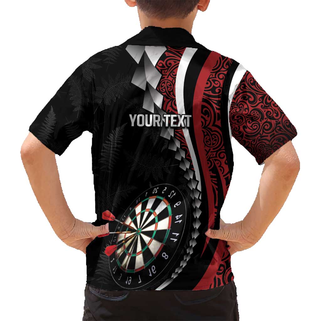 Personalized New Zealand Darts Family Matching Off Shoulder Short Dress and Hawaiian Shirt Kowhaiwhai Whero Koiri - Manaia