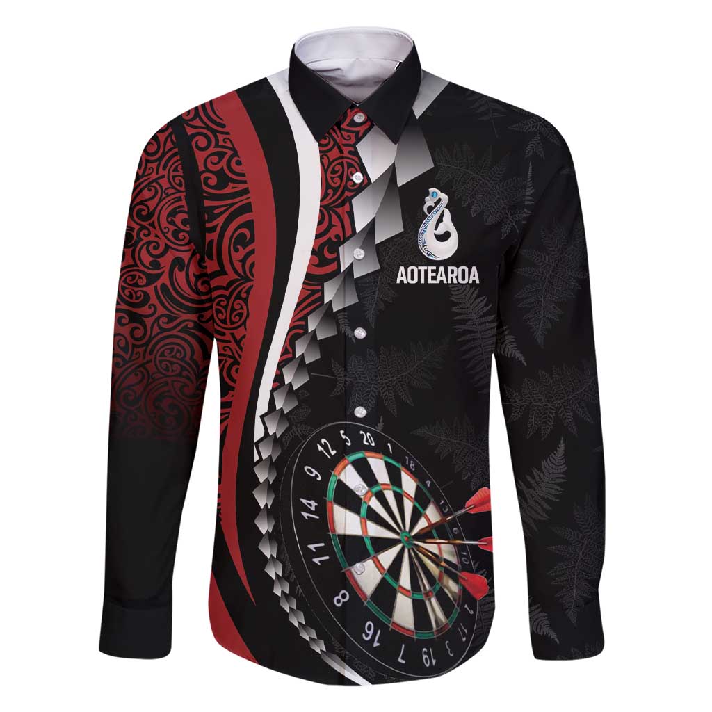 Personalized New Zealand Darts Family Matching Short Sleeve Bodycon Dress and Hawaiian Shirt Kowhaiwhai Whero Koiri - Manaia