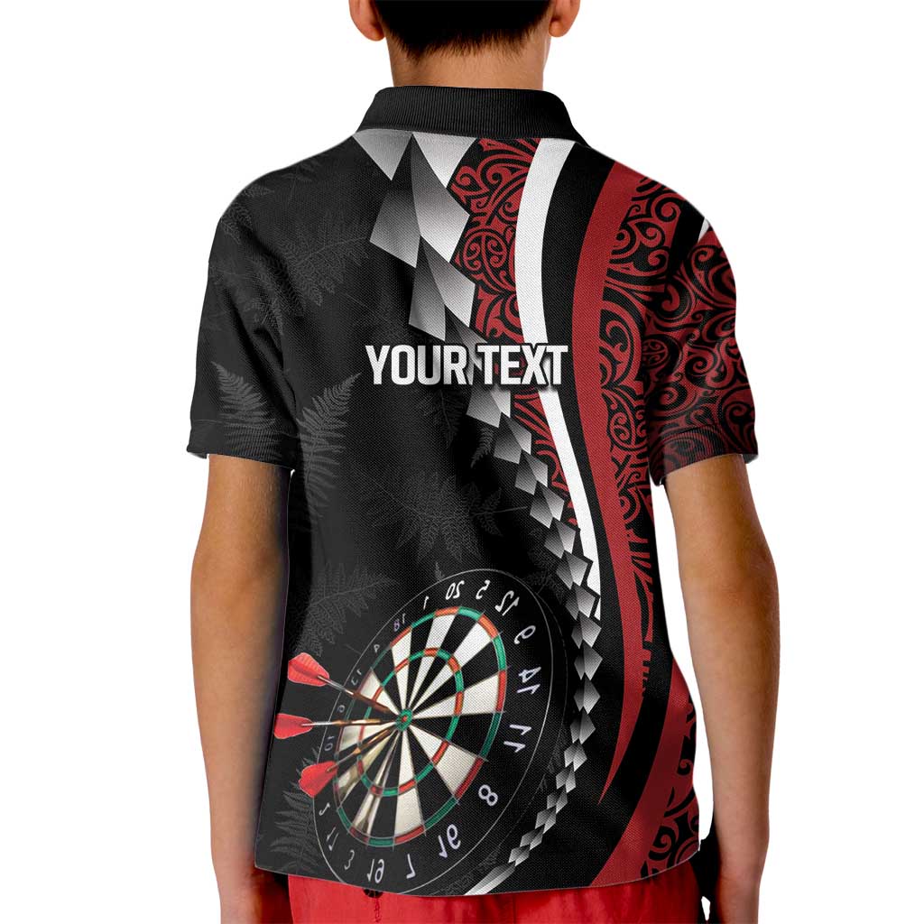 Personalized New Zealand Darts Kid Polo Shirt Kowhaiwhai Whero Koiri - Manaia