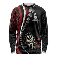 Personalized New Zealand Darts Long Sleeve Shirt Kowhaiwhai Whero Koiri - Manaia