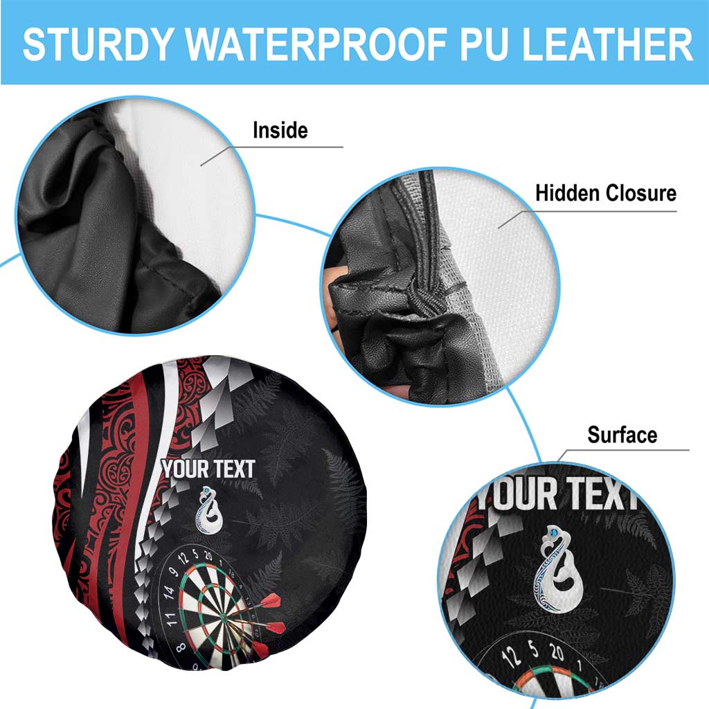 Personalized New Zealand Darts Spare Tire Cover Kowhaiwhai Whero Koiri - Manaia