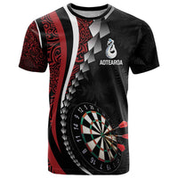Personalized New Zealand Darts T Shirt Kowhaiwhai Whero Koiri - Manaia