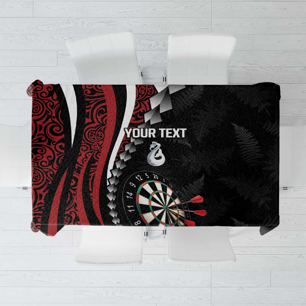 Personalized New Zealand Darts Tablecloth Kowhaiwhai Whero Koiri - Manaia