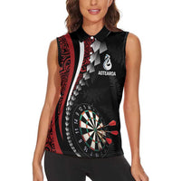 Personalized New Zealand Darts Women Sleeveless Polo Shirt Kowhaiwhai Whero Koiri - Manaia