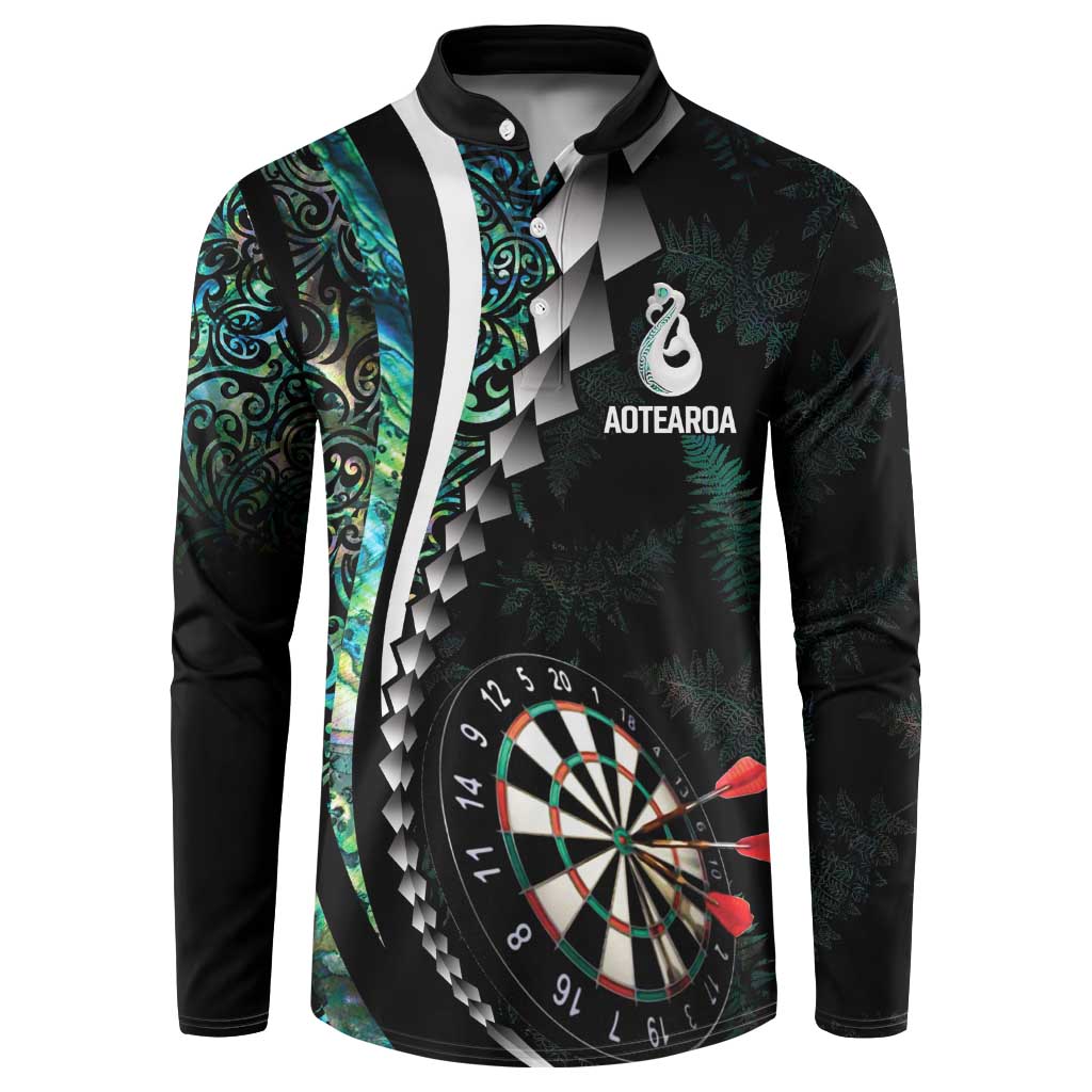 Personalized New Zealand Darts Button Sweatshirt Paua Shell Koiri - Manaia