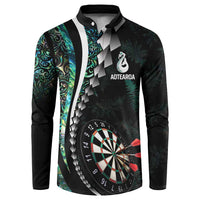 Personalized New Zealand Darts Button Sweatshirt Paua Shell Koiri - Manaia
