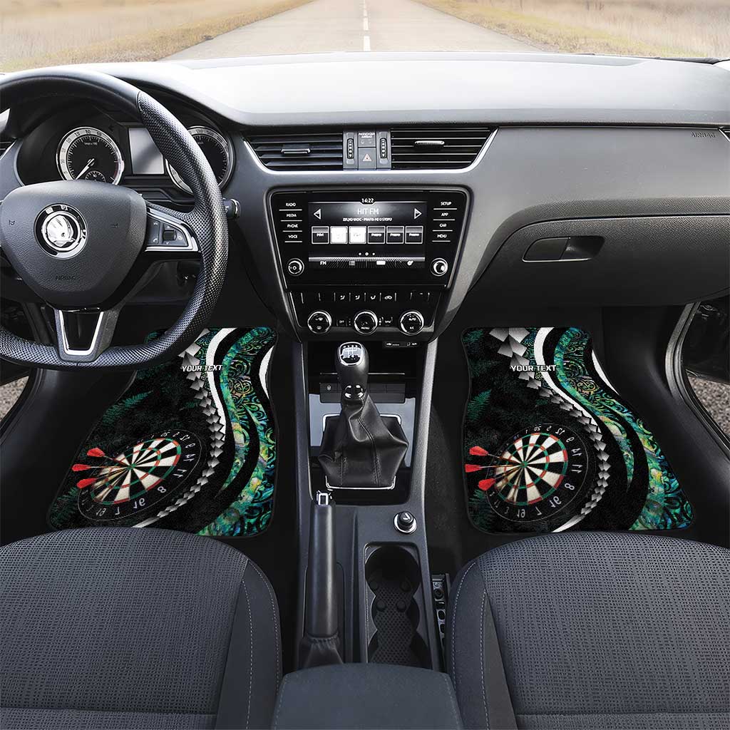 Personalized New Zealand Darts Car Mats Paua Shell Koiri - Manaia LT7 Set 2pcs - Front Green - Polynesian Pride