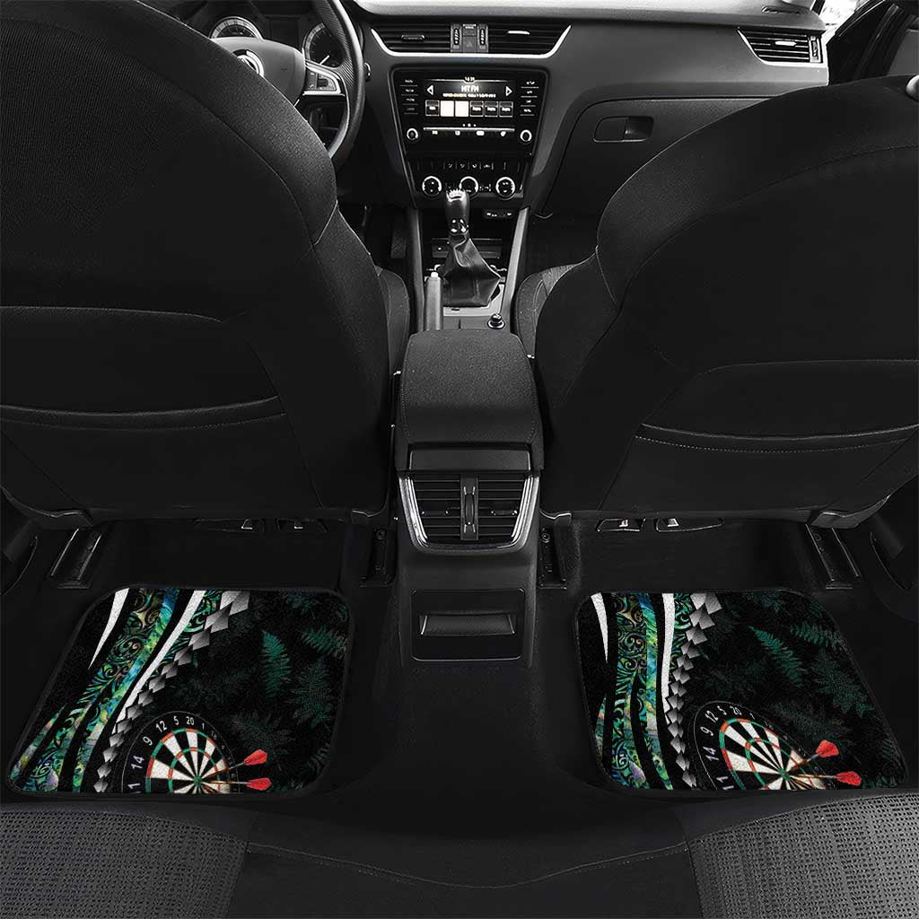 Personalized New Zealand Darts Car Mats Paua Shell Koiri - Manaia LT7 Set 2pcs - Back Green - Polynesian Pride