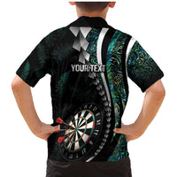 Personalized New Zealand Darts Family Matching Mermaid Dress and Hawaiian Shirt Paua Shell Koiri - Manaia