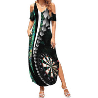 Personalized New Zealand Darts Family Matching Summer Maxi Dress and Hawaiian Shirt Paua Shell Koiri - Manaia
