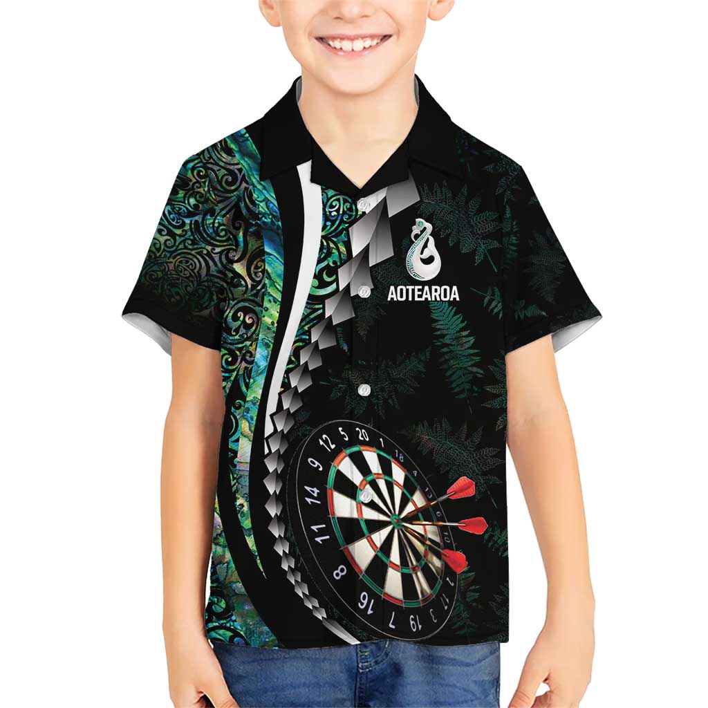 Personalized New Zealand Darts Hawaiian Shirt Paua Shell Koiri - Manaia