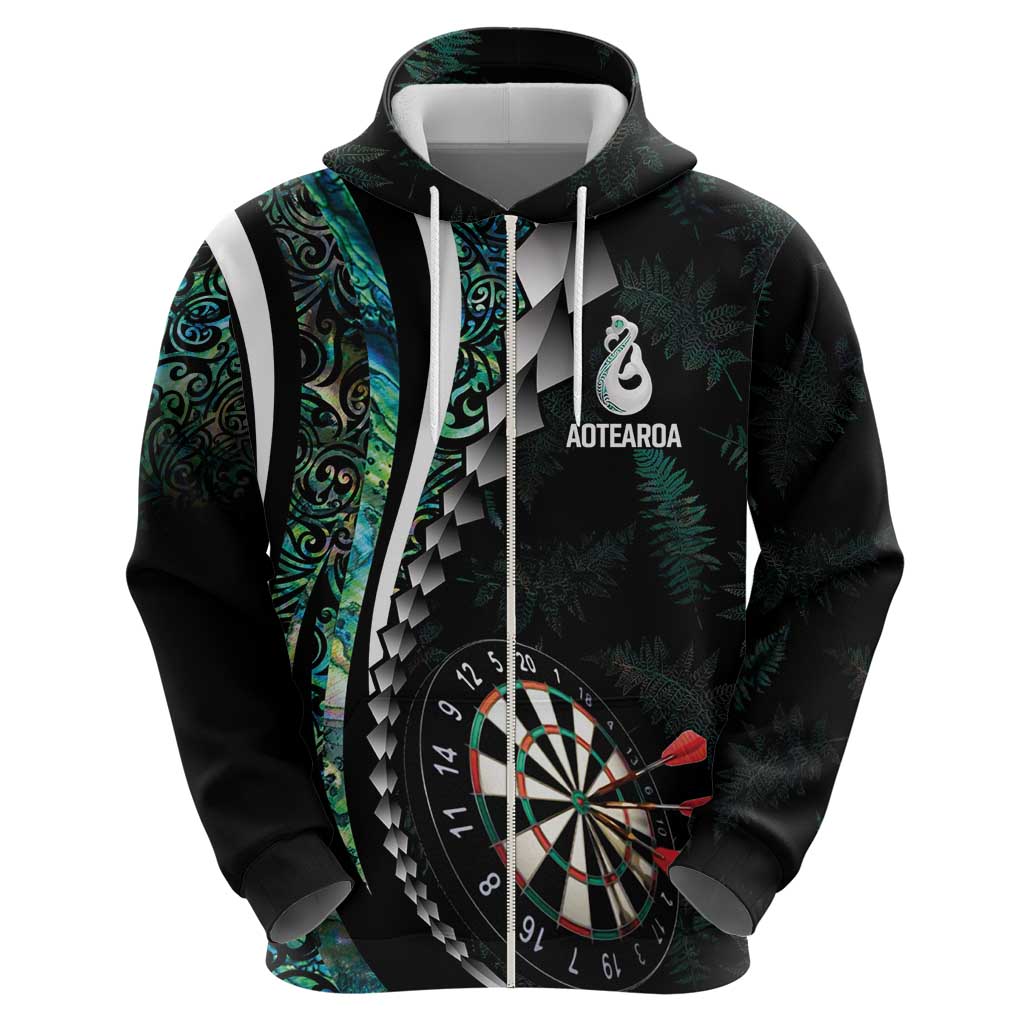 Personalized New Zealand Darts Hoodie Paua Shell Koiri - Manaia