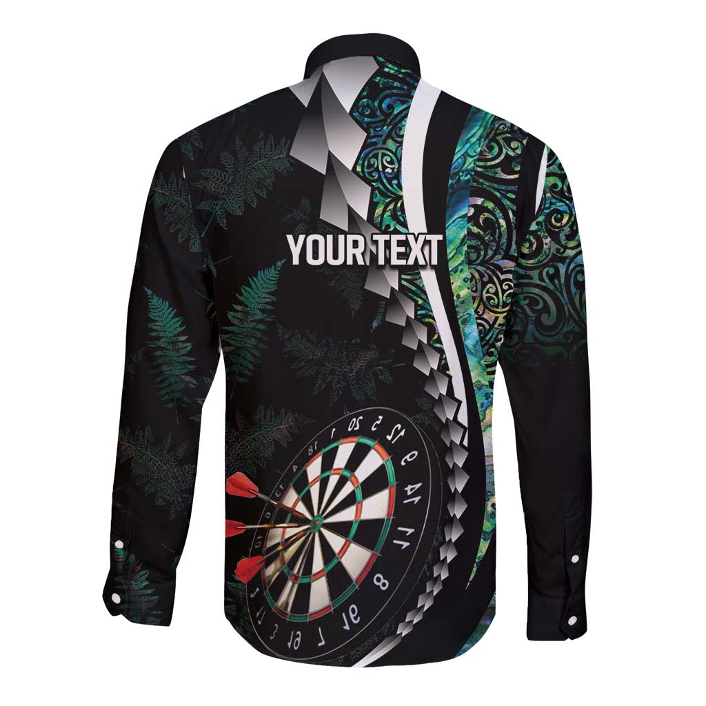 Personalized New Zealand Darts Long Sleeve Button Shirt Paua Shell Koiri - Manaia