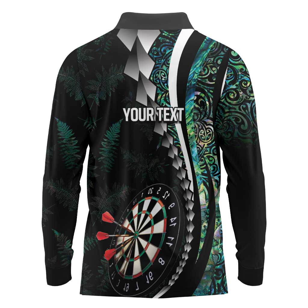 Personalized New Zealand Darts Long Sleeve Polo Shirt Paua Shell Koiri - Manaia
