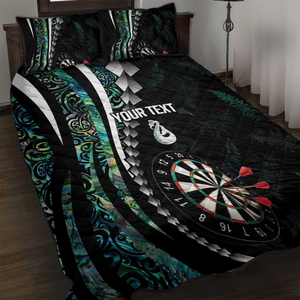 Personalized New Zealand Darts Quilt Bed Set Paua Shell Koiri - Manaia