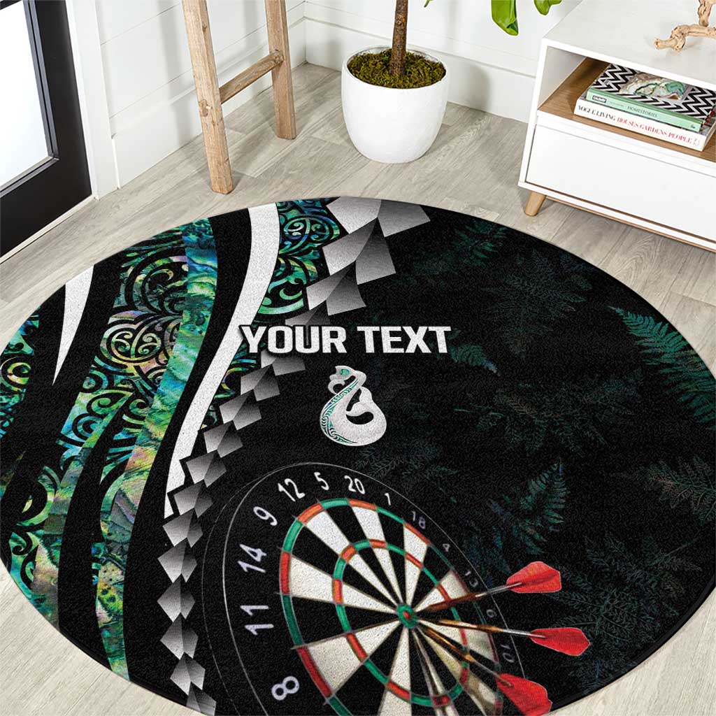 Personalized New Zealand Darts Round Carpet Paua Shell Koiri - Manaia
