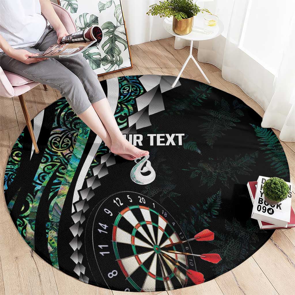 Personalized New Zealand Darts Round Carpet Paua Shell Koiri - Manaia