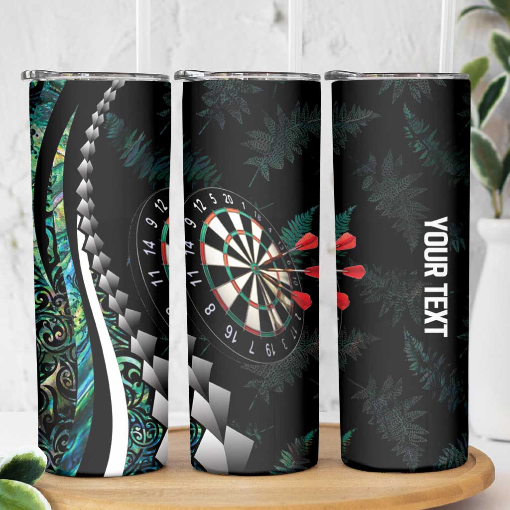 Personalized New Zealand Darts Skinny Tumbler Paua Shell Koiri - Manaia