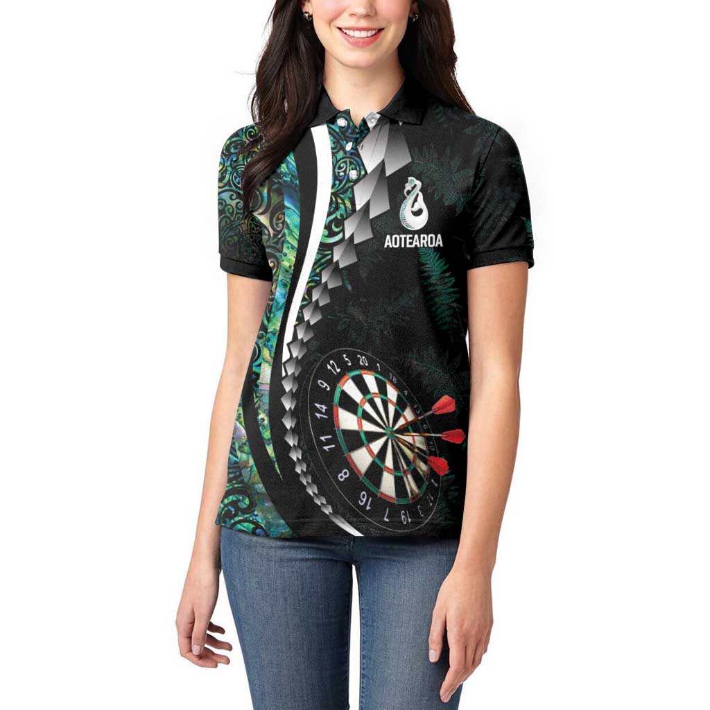Personalized New Zealand Darts Women Polo Shirt Paua Shell Koiri - Manaia
