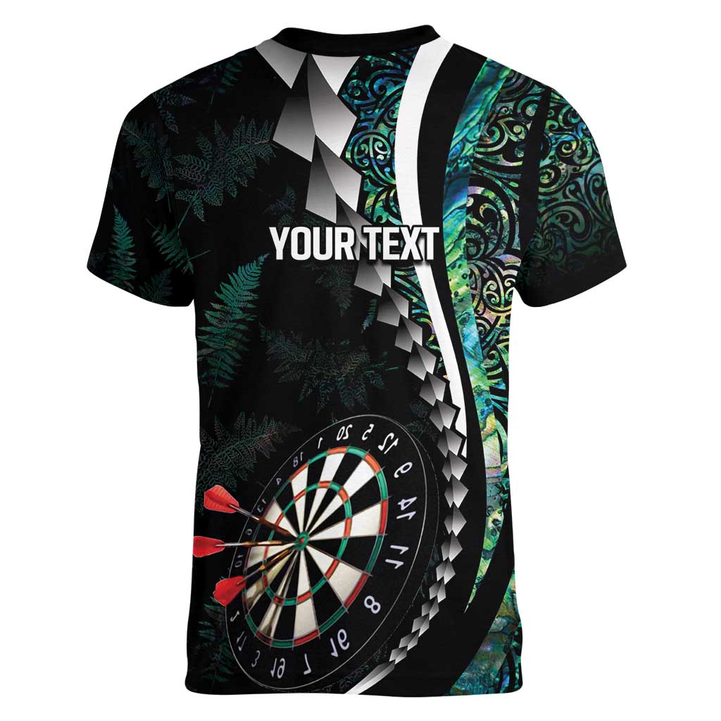Personalized New Zealand Darts Women V-Neck T-Shirt Paua Shell Koiri - Manaia