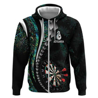 Personalized New Zealand Darts Zip Hoodie Paua Shell Koiri - Manaia