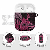 Aotearoa Maori AirPods Case Pink Fern Ribbons on Black - Polynesian Pride
