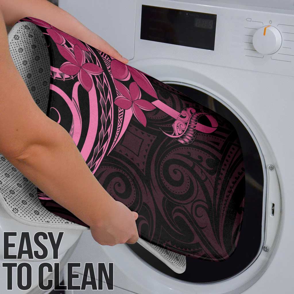 Aotearoa Maori Bathroom Set Pink Fern Ribbons on Black - Polynesian Pride