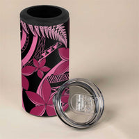 Aotearoa Maori 4 in 1 Can Cooler Tumbler Pink Fern Ribbons on Black - Polynesian Pride