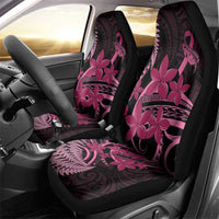 Aotearoa Maori Car Seat Cover Pink Fern Ribbons on Black - Polynesian Pride