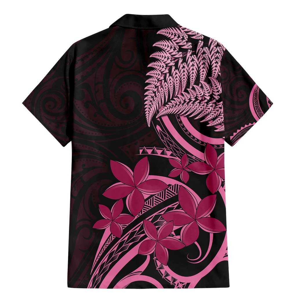 Aotearoa Maori Family Matching Mermaid Dress and Hawaiian Shirt Pink Fern Ribbons on Black - Polynesian Pride