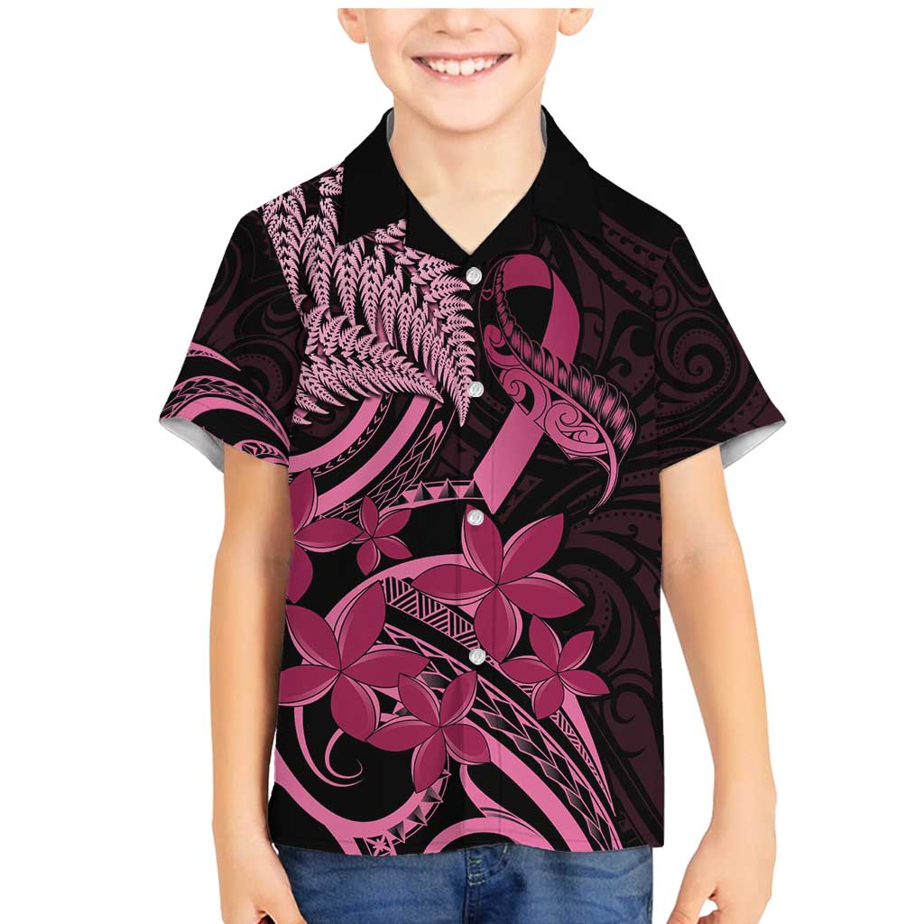 Aotearoa Maori Family Matching Mermaid Dress and Hawaiian Shirt Pink Fern Ribbons on Black - Polynesian Pride