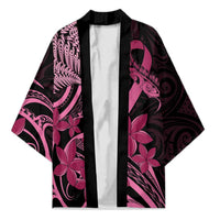 Aotearoa Maori Kimono Pink Fern Ribbons on Black LT7 Unisex Black - Polynesian Pride