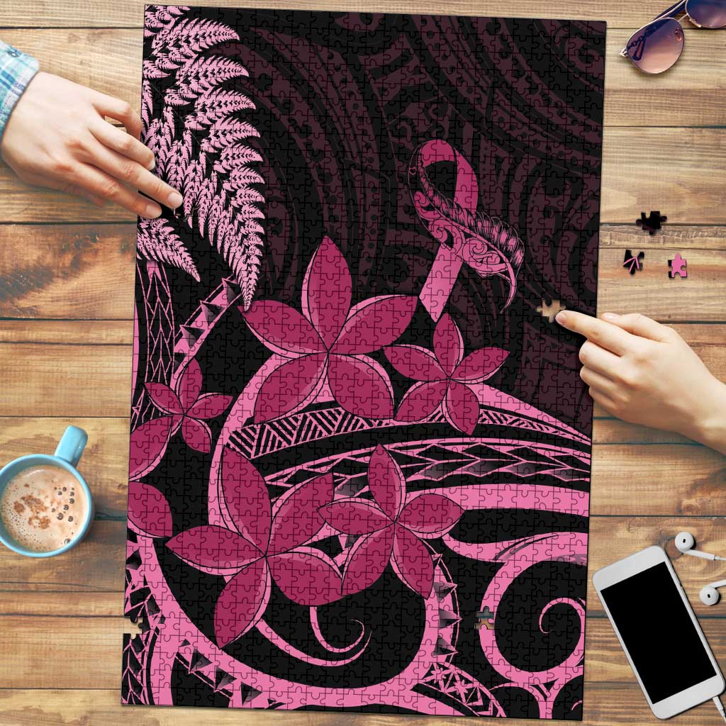 Aotearoa Maori Puzzle Pink Fern Ribbons on Black LT7 Black - Polynesian Pride