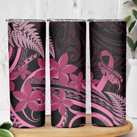 Aotearoa Maori Skinny Tumbler Pink Fern Ribbons on Black - Polynesian Pride
