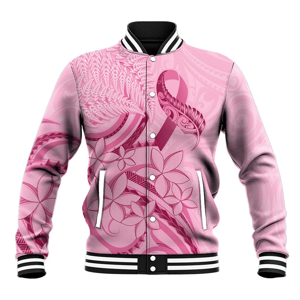 Aotearoa Maori Baseball Jacket Pink Fern Ribbons LT7 Unisex Pink - Polynesian Pride