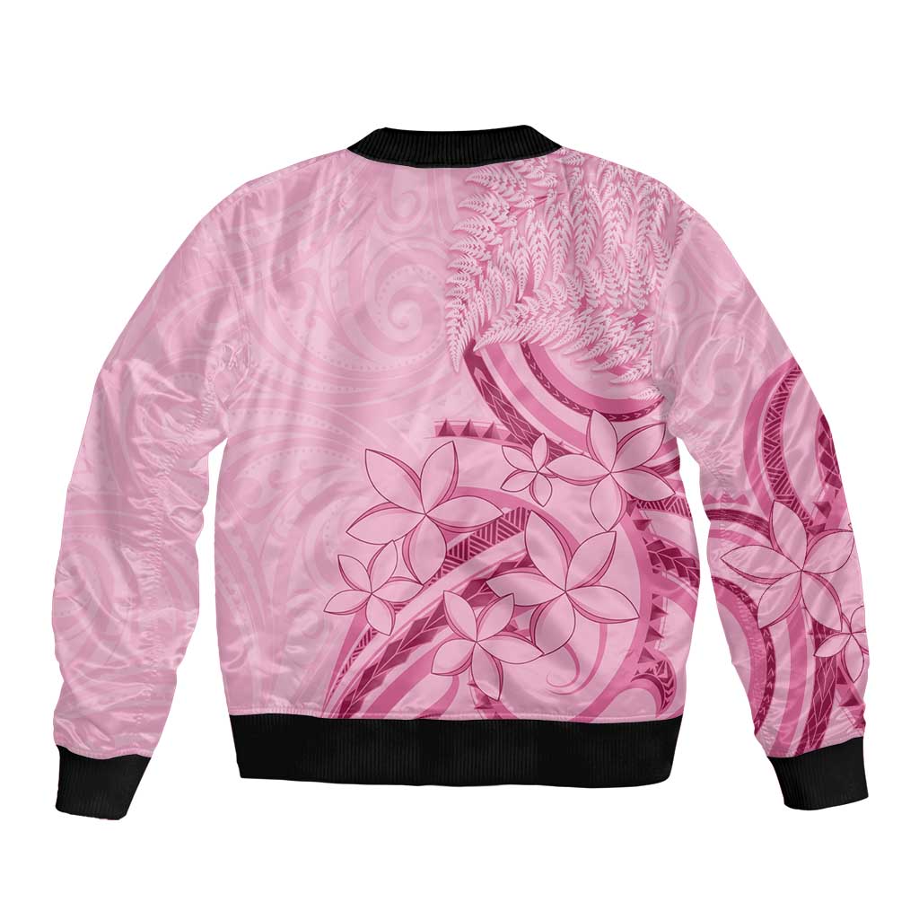 Aotearoa Maori Bomber Jacket Pink Fern Ribbons LT7 - Polynesian Pride