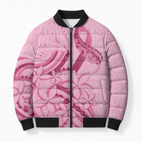 Aotearoa Maori Bomber Puffer Jacket Pink Fern Ribbons LT7 Unisex Pink - Polynesian Pride
