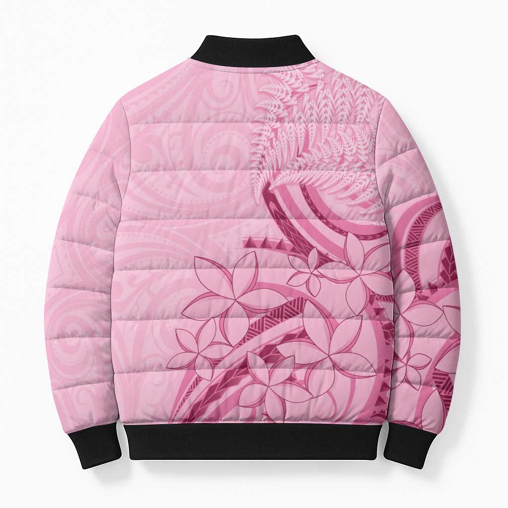 Aotearoa Maori Bomber Puffer Jacket Pink Fern Ribbons LT7 - Polynesian Pride
