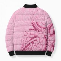 Aotearoa Maori Bomber Puffer Jacket Pink Fern Ribbons LT7 - Polynesian Pride