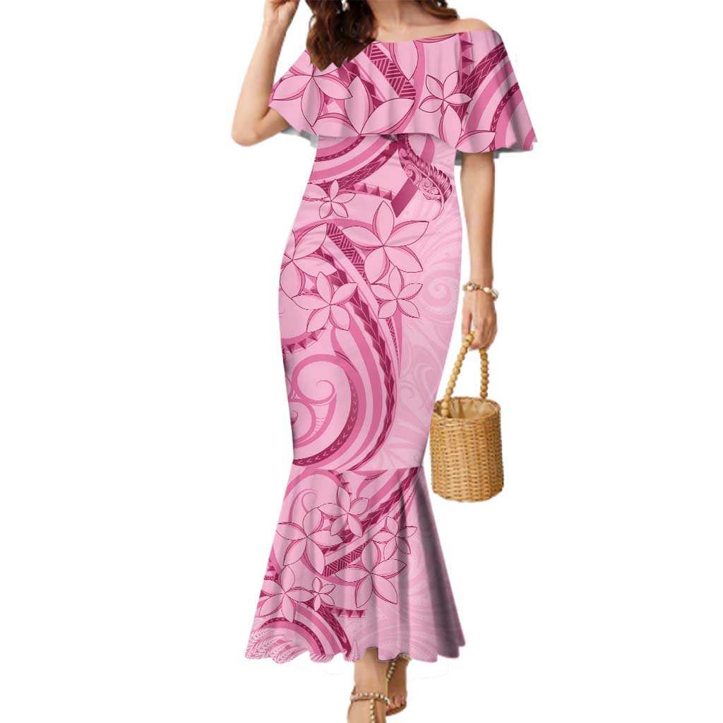 Aotearoa Maori Family Matching Mermaid Dress and Hawaiian Shirt Pink Fern Ribbons - Polynesian Pride