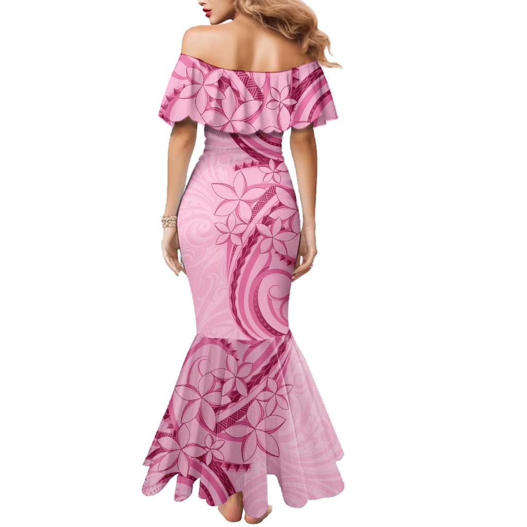 Aotearoa Maori Family Matching Mermaid Dress and Hawaiian Shirt Pink Fern Ribbons - Polynesian Pride
