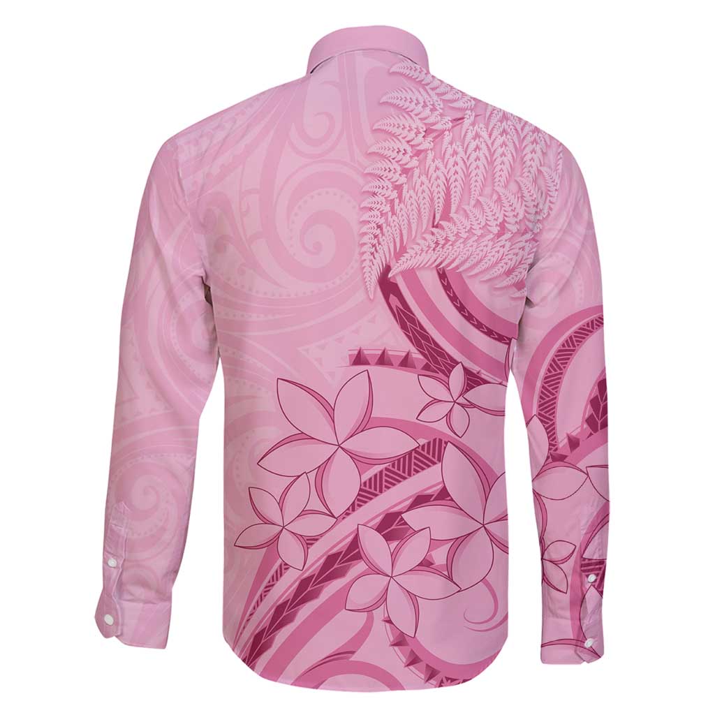 Aotearoa Maori Family Matching Off Shoulder Short Dress and Hawaiian Shirt Pink Fern Ribbons LT7 - Polynesian Pride