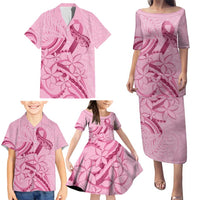 Aotearoa Maori Family Matching Puletasi and Hawaiian Shirt Pink Fern Ribbons LT7 - Polynesian Pride