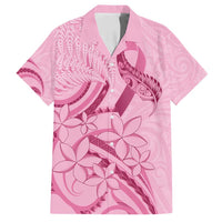 Aotearoa Maori Family Matching Puletasi and Hawaiian Shirt Pink Fern Ribbons LT7 Dad's Shirt - Short Sleeve Pink - Polynesian Pride